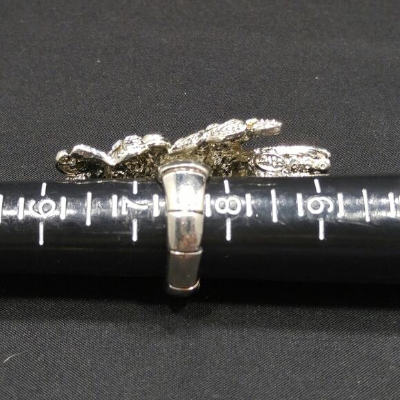 Parrot Rhinestone Stretch Ring, Silver Tone, Clear AB Rhinestones, Size 7 1/2 - Picture 9 of 9